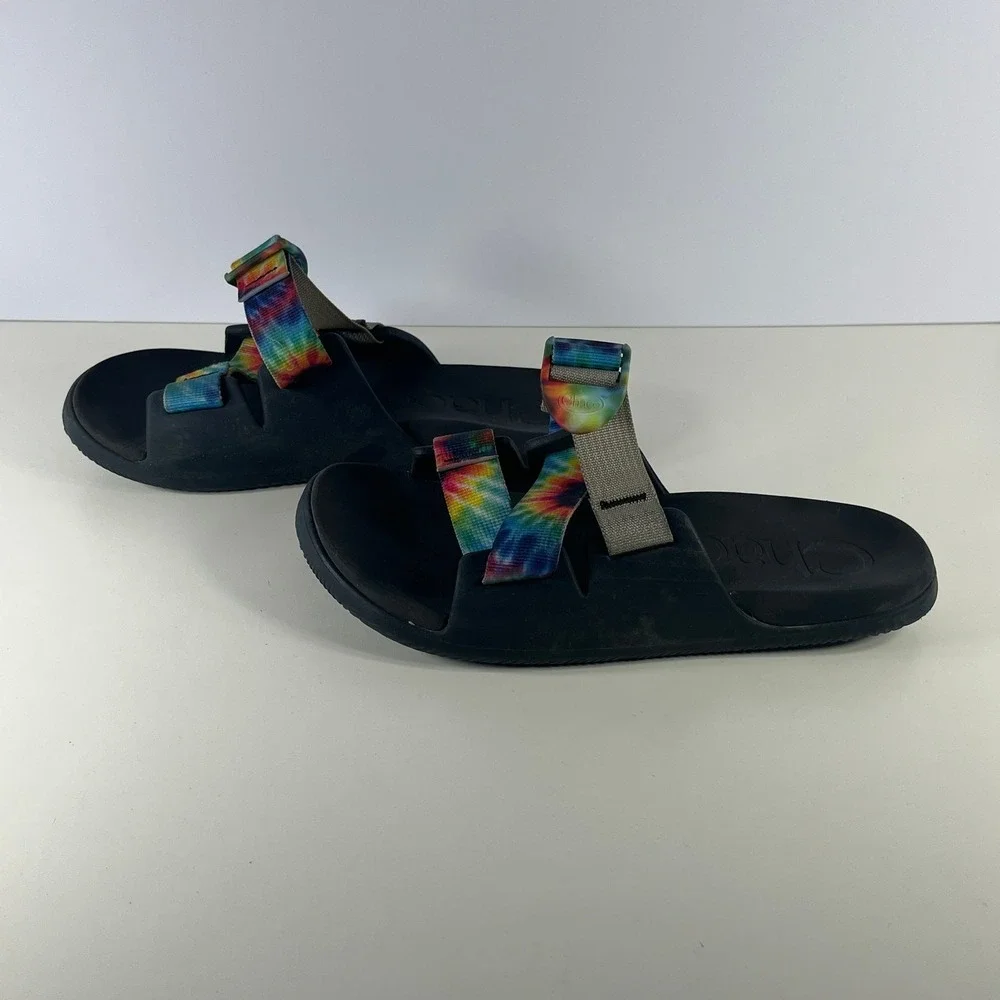 Chaco Chillos Slide Sandals Womens Size 7 Blue Multicolor Tie Dye Slip On